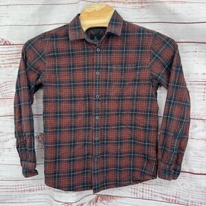 Prana Plaid Flannel Shirt Mens Small Long Sleeve Button Up Casual Hiking Outdoor